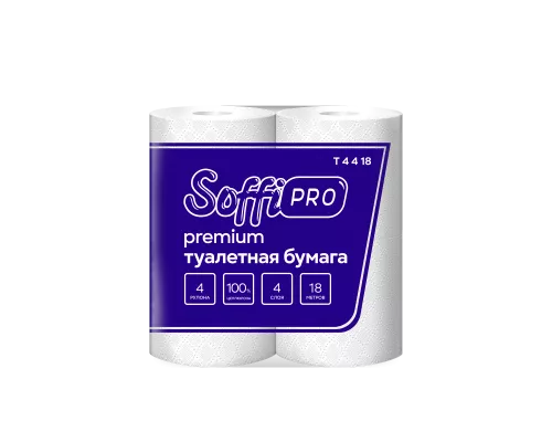 10900969 SoffiPro Туалетная бумага 4сл 18м (10пач*4рул)