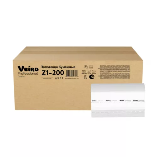 Z1-200 Veiro Professional Lite Полотенца листовые Z-сложение, 1сл. (28пач*200л)