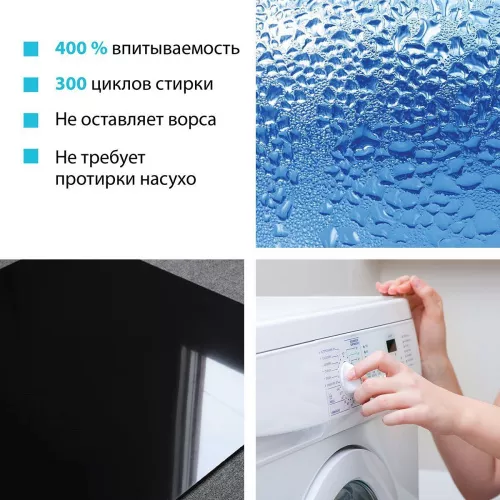 73602 Салфетка универсальная микроволоконная 36*36 см,190 гр/м²,зеленая"HQ"