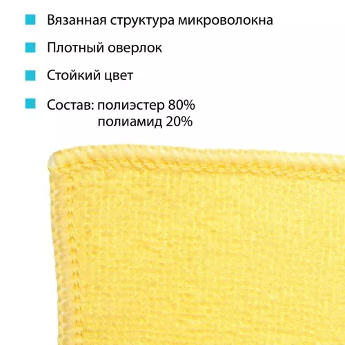 73601 Салфетка универсальная микроволоконная 36*36 см, 190 гр/м², желтая "HQ"