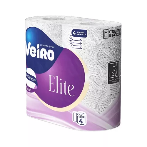9С44 Veiro Elite Extra Туалетная бумага, 4 слоя, 15м (14 пачек*4 рулона)