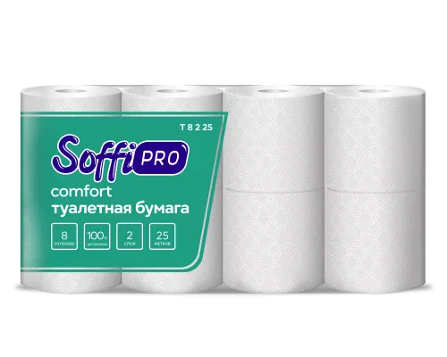 10900981 SoffiPro Туалетная бумага 2сл 25м (8пач*8рул)