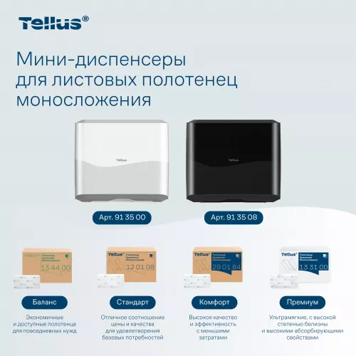 913500 Tellus мини-диспенсер для листовых полотенец моносложения, белый