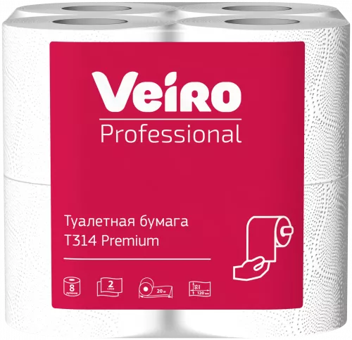 T314 Veiro Professional Туалетная бумага в рулонах 2-сл, D105мм, 160 лист, 125*95мм, 48 рул*20 м