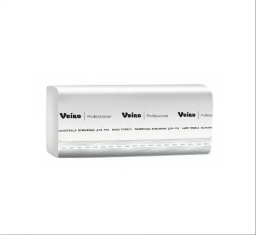 V1-250 Veiro Professional Lite Полотенца для рук в листах V-сложения, 1-слойные, 20 пачек по 250 листов